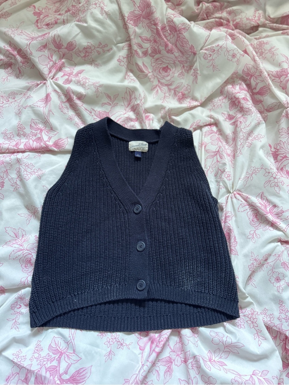 Universal Thread Navy V-Neck Button Front Sweater Vest